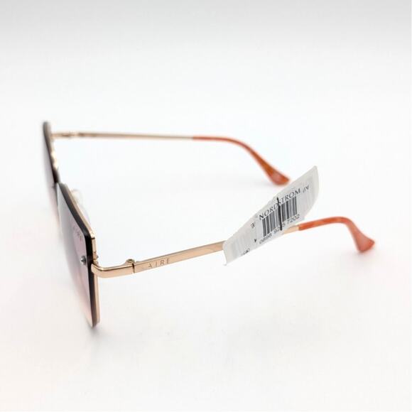 Aire Amor Cat Eye Sunglasses Glitter Rim Bright Gold Shimmer/Brown Grad One Size - Picture 4 of 9